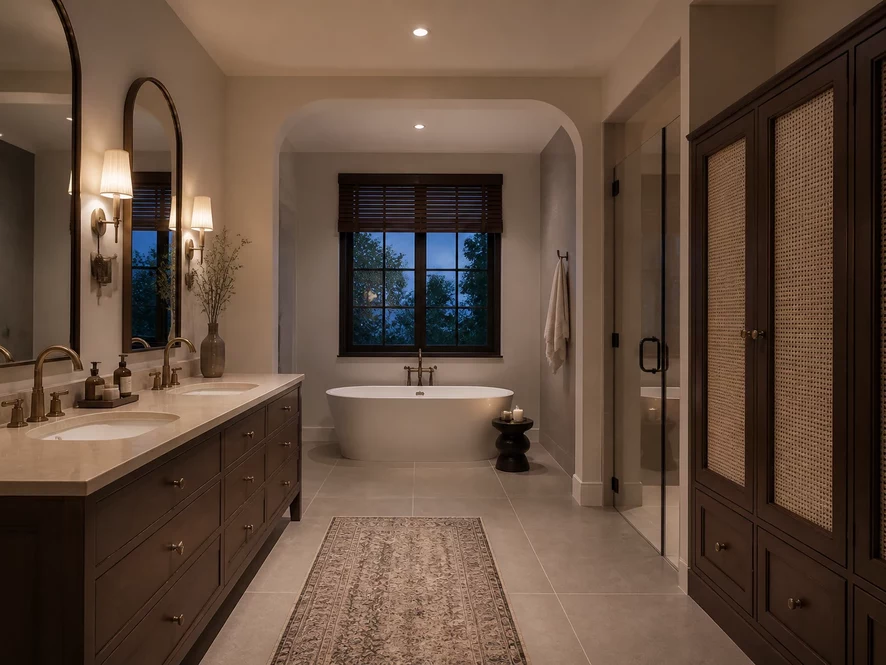 Phòng tắm khép kín trong thiết kế nội thất phòng ngủ 25m2