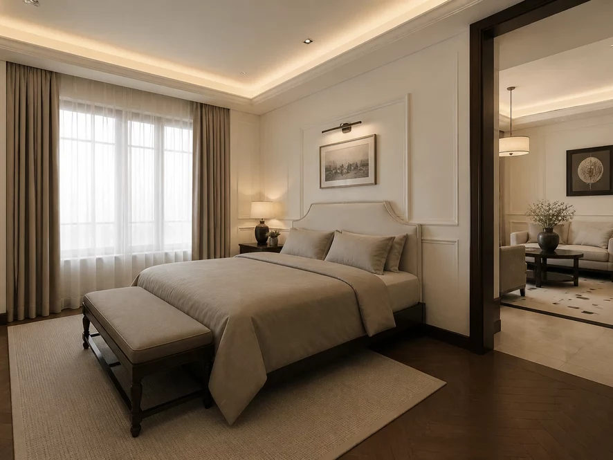 Khu vực phòng khách nhỏ trong mẫu thiết kế nội thất phòng ngủ 30m2