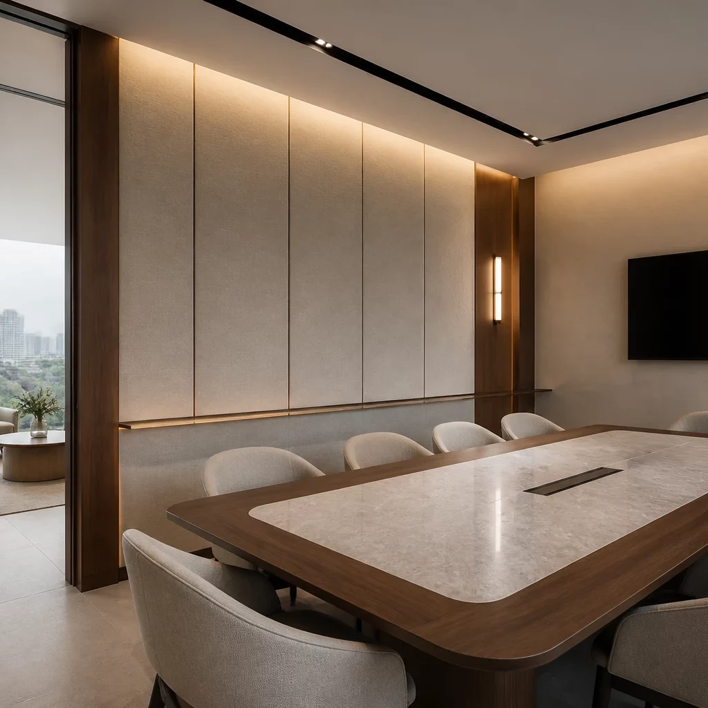 Thiết kế phòng thờ gỗ mun chạm hoa văn tinh xảo.