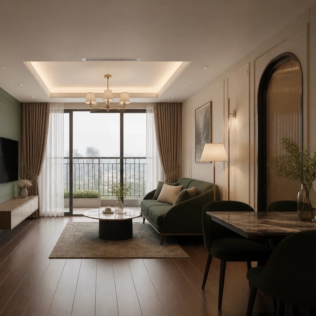 Đơn vị thi công nội thất chung cư uy tín — phòng khách hiện đại