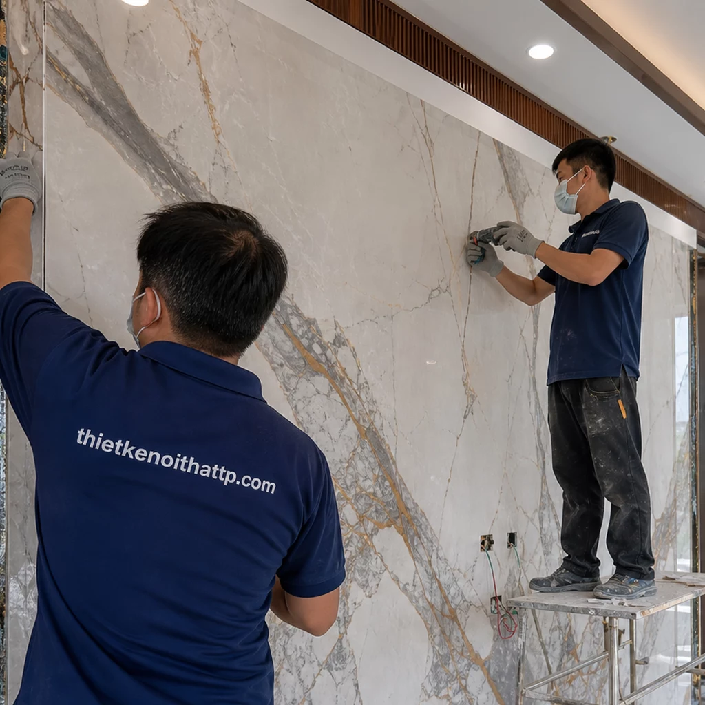 Thi công nội thất ốp đá marble tự nhiên