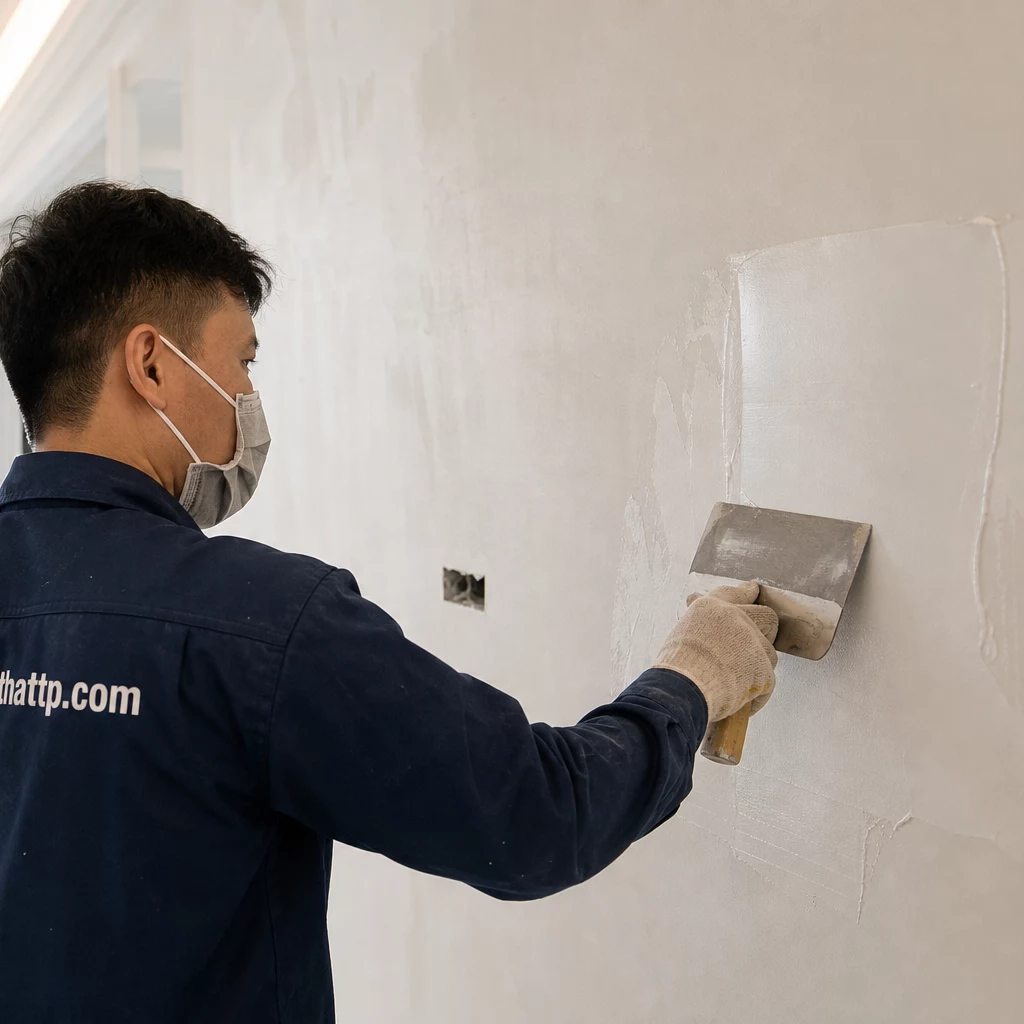 Thi công nội thất bả matit và sơn lót tường