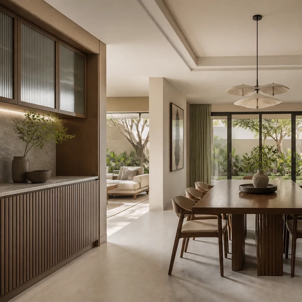 Chất liệu gỗ vintage trong không gian bếp biệt thự