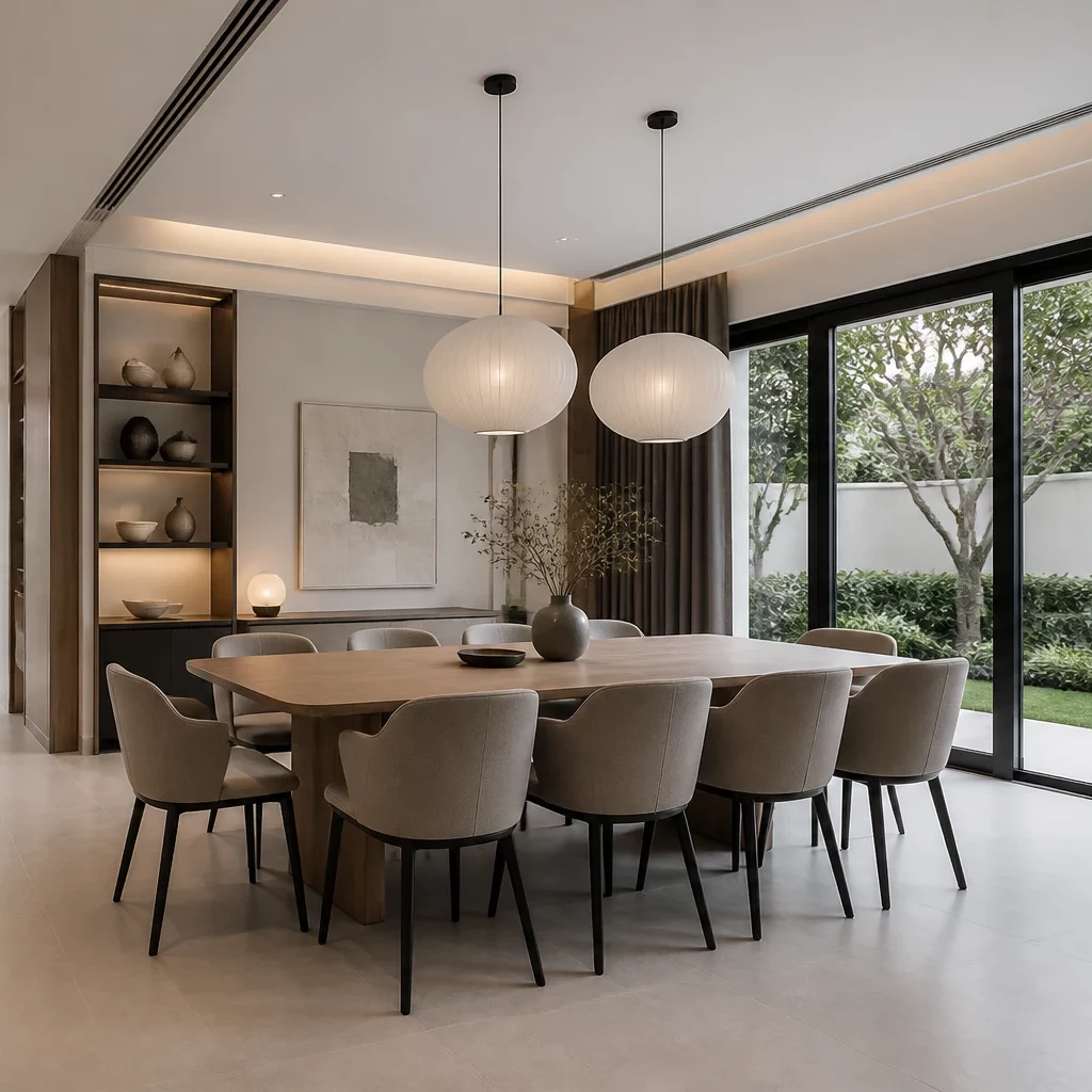 Không gian bếp biệt thự sang trọng với hệ tủ âm tường hiện đại