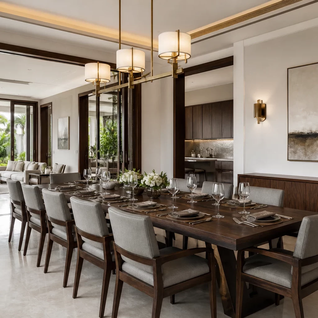 Nội thất biệt thự cao cấp — phòng tắm sang trọng với vách kính và đá marble