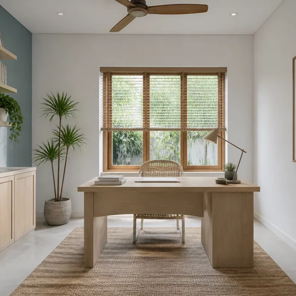 Phòng ngủ kết hợp bàn làm việc phong cách Scandinavian tối ưu chi phí
