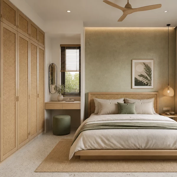 Phòng ngủ phong cách Vintage với cửa sổ lớn đón ánh sáng tự nhiên