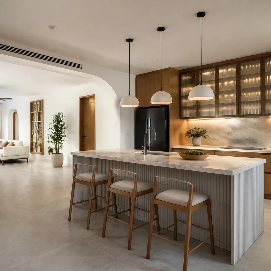 Chất liệu nội thất Scandinavian cho phòng bếp chung cư studio
