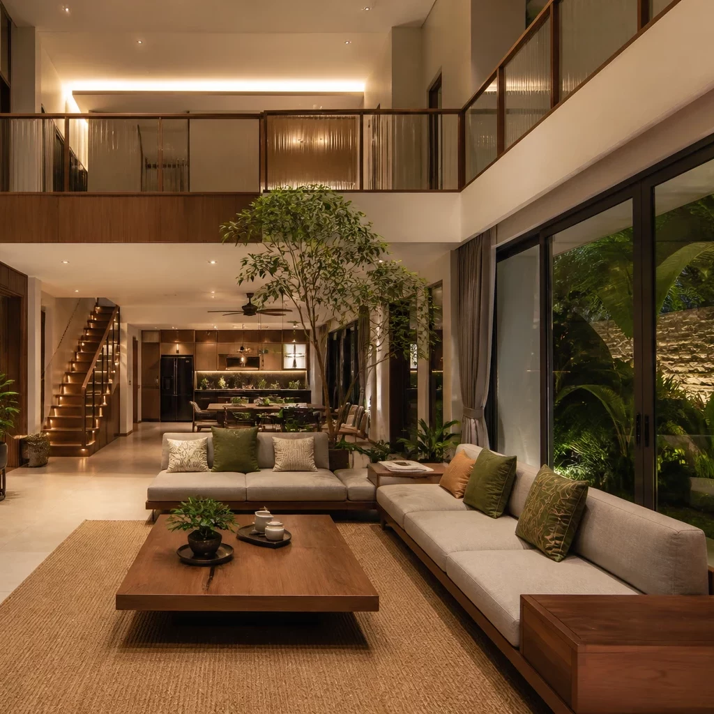 Không gian phòng khách duplex hiện đại sang trọng