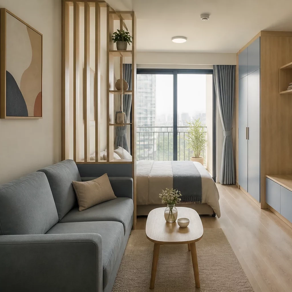Studio sáng tạo phong cách Industrial với trần bê tông và ống gió lộ