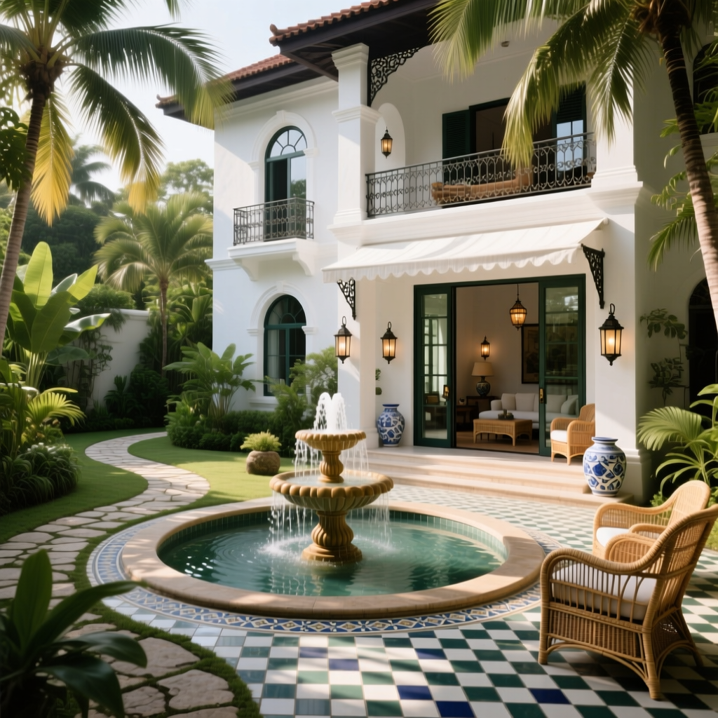 Thiết kế nội thất biệt thự liền kề phong cách Indochine độc đáo