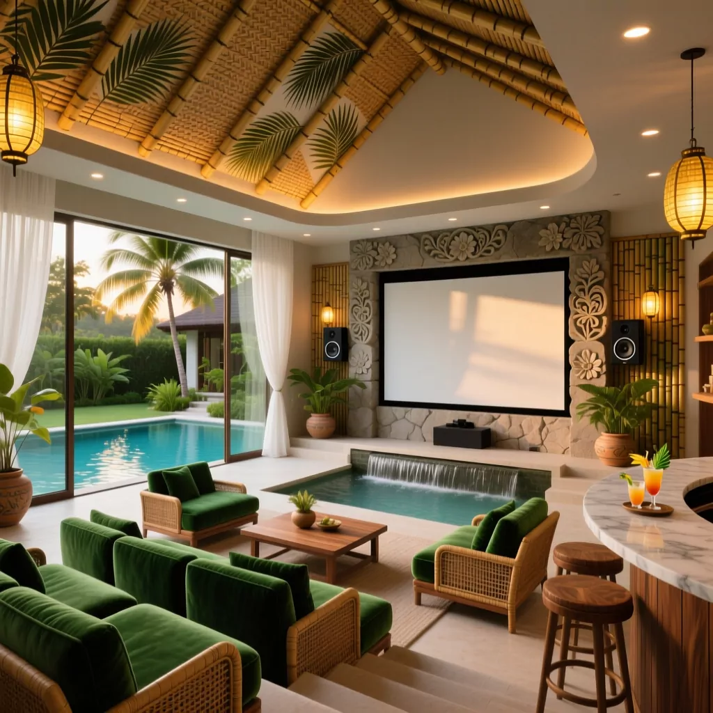 Mẫu thiết kế nội thất biệt thự liền kề phong cách nhiệt đới
